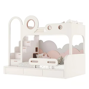 wooden children's room bed 3d model