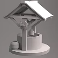 Traditional Well With Wooden Roof Frame Water Wheel Stone Well Circle And Wooden Buckets