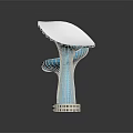 Mushroom Shaped Modern Buildings With Blue Glass Curtain Walls And White Bases
