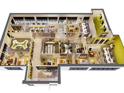 Detailed Birds Eye View House Floor Plan With Living Dining Kitchen And Bedroom Layout 3d model