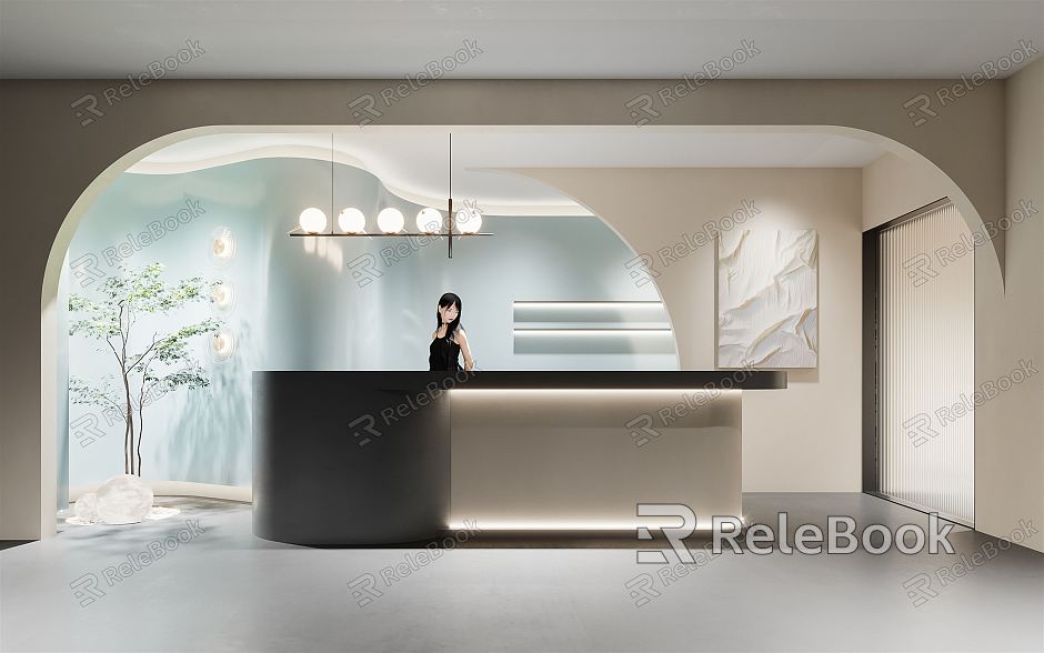 Modern Beauty Salon Hall Beauty Salon Front Desk model