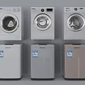 Modern Front Loading And Top Loading Washing Machines In Various Colors 3d model