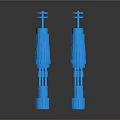 Two Blue Transparent Electronic Connectors With Shiny Surface On Dark Background