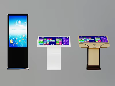 Public Facility Interactive Information Terminals with Floor Standing and Tabletop Designs 3d model