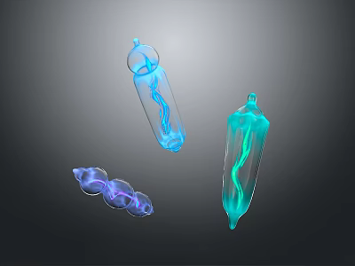 Modern Decorative Furniture With Transparent Blue Green Gradient Long And Spiral Ornaments 3d model