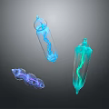Modern Decorative Furniture With Transparent Blue Green Gradient Long And Spiral Ornaments
