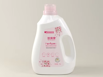 Fragrant Bathroom Accessories Laundry Detergent With Pink Floral Design And White Bottle 3d model