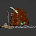 Vintage Exploration Setup With Red Leather Bag Old Map Compass Turquoise Stones And Silver Tray