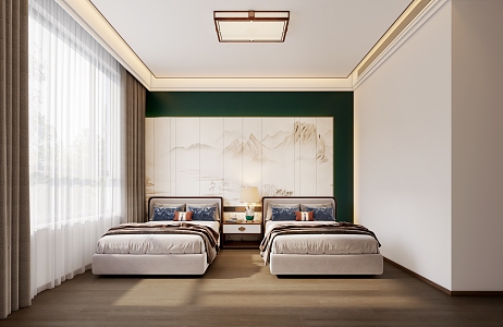 New Chinese Hotel Standard Room 3d model