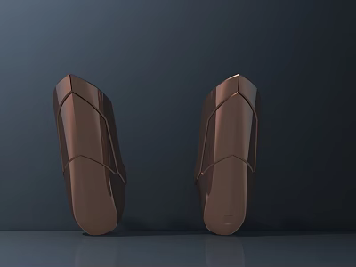 Modern Geometric Copper Sculptures With Symmetric Design On Dark Background 3d model