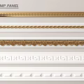 Ornate Plaster Cornice Designs With Gold White Patterns For Home Decoration 3d model