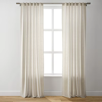 Beige Linen Curtain for Window with Natural Light and Simple Design 3d model
