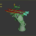 Dual Barrel Naval Weapon System With Aiming Device On Pedestal Mount 3d model