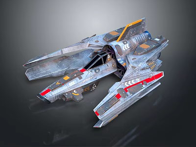 Detailed Cosmic Spaceship Design With Metallic Panels And Aerodynamic Shape For Space Exploration 3d model