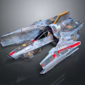 Detailed Cosmic Spaceship Design With Metallic Panels And Aerodynamic Shape For Space Exploration
