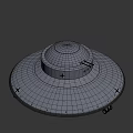 Silver Gray UFO Model With Circular Design Cross Symbol Landing Gear And Illuminated Parts