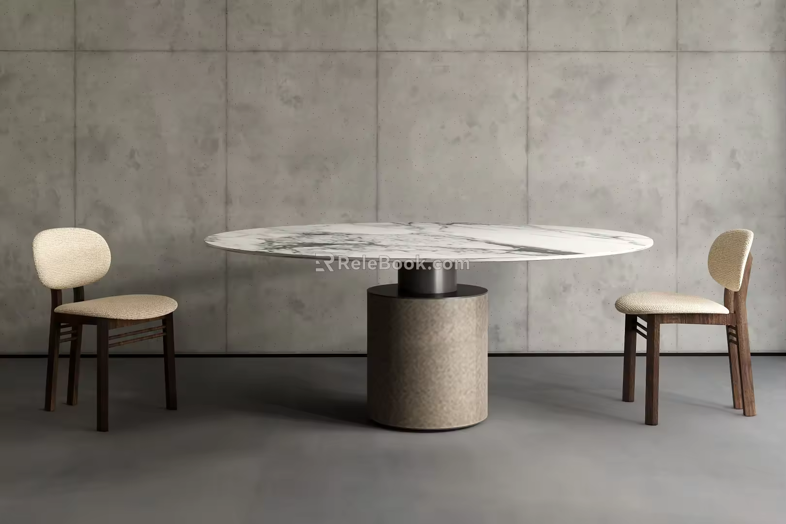 Modern round dining table and chair combination 3d model