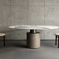 Modern round dining table and chair combination 3d model