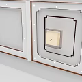 Geometric Ceiling Design with Layered Frames Recessed Light White Panels Brown Borders and Decorative Nails 3d model