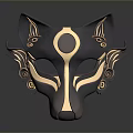 Black And Gold Decorative Animal Shaped Mask With Intricate Patterns And Symmetric Design