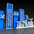 Modern Background Wall With ICV New Pattern And Blue 3D Letters Promotes New Future 3d model