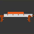 Orange And Silver Mechanical Device With Long Metal Bar Structure And Orange Components