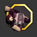 Tiger Like Game Character 3D Model With Purple Pink Accents Standing On Pedestal Base