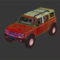 Red Off Road Vehicle With White Roof Rack And Large White Wheels