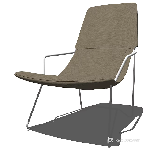 Modern Lounge Chair Featuring Brown Fabric And Sleek Metal Frame Design 3d model 