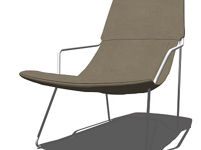Modern Lounge Chair Featuring Brown Fabric And Sleek Metal Frame Design 3d model