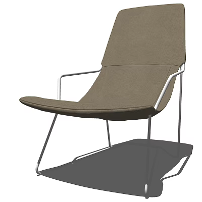 Modern Lounge Chair Featuring Brown Fabric And Sleek Metal Frame Design 3d model