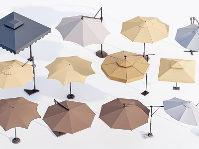Sunshade Canopies In Various Colors And Styles For Outdoor Spaces 3d model
