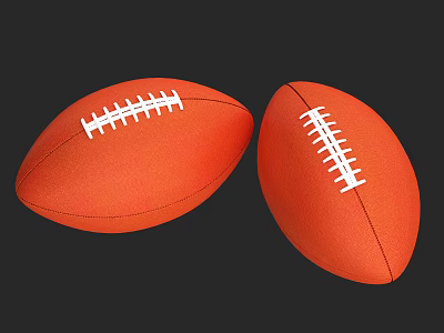High Quality American Footballs As Sports Equipment With Orange Leather And White Laces For Training 3d model