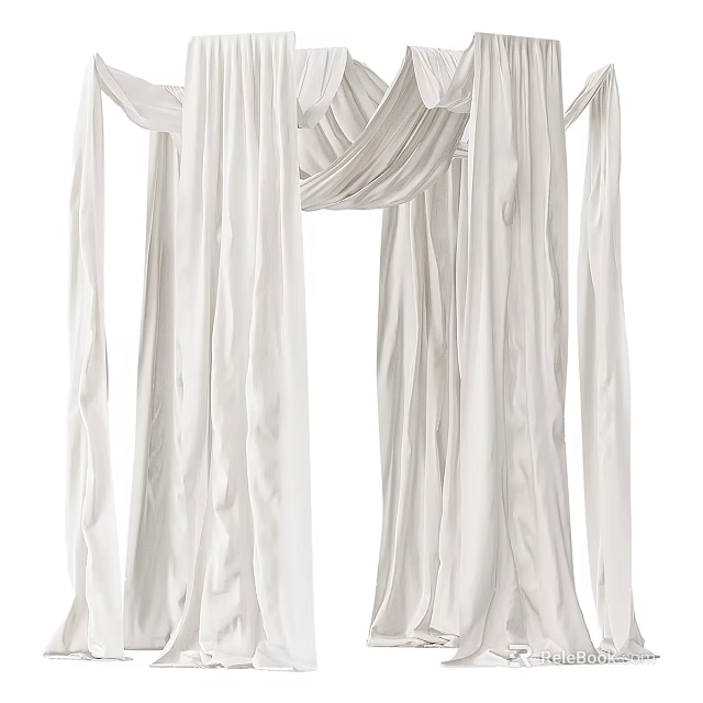 Elegant White Ceiling Drapery with Flowy Fabric for Room Decoration 3d model 