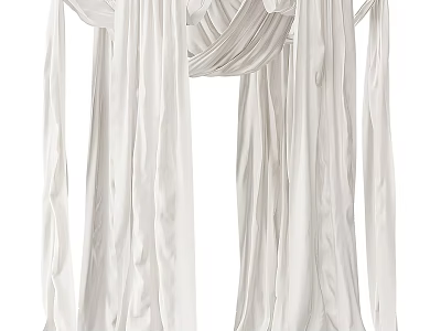 Elegant White Ceiling Drapery with Flowy Fabric for Room Decoration 3d model
