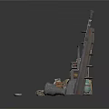 Miniature Scene Components With Wooden Ladder Crates Bottles Stone And Basket