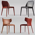 Modern Leather Dining Chairs With Sleek Lines And Multicolor Options For Home 3d model