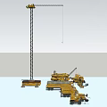 Functional Construction Vehicles And Tower Crane Scene 3d model