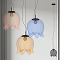 Modern Hanging Glass Chandeliers With Petal Shaped Multi Colored Design 3d model