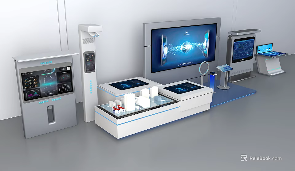 Smart Machine Control Console With Touch Screen Interface And Digital Data Display Monitor 3d model 