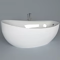 Sleek White Oval Freestanding Bathtub With Modern Design And Silver Faucet
