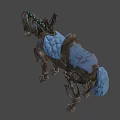 Steampunk Mechanical Horse Game Character With Blue Glowing Saddle And Metallic Parts