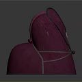 Purple Hat Shaped Sculpture With Symmetric Ear Like Structures And Spiral Decoration