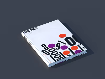 PING FONG Magazine Book Cover Design With Colorful Circles And Numeric Text Elements 3d model