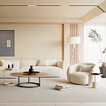 Modern Living Room Interior With Beige Sofa And Coffee Table 3d model