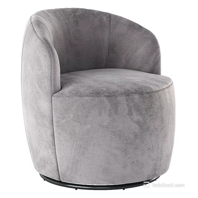 Modern Gray Single Sofa With Plush Fabric Curved Arms And Rounded Design 3d model