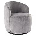 Modern Gray Single Sofa With Plush Fabric Curved Arms And Rounded Design 3d model