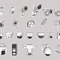 Various Surveillance Camera Types Including Dome Bullet And PTZ Models 3d model