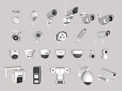 Modern camera security monitor camera spherical camera monitoring probe combination 3d model