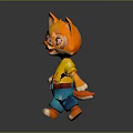 Cute Orange Cartoon Cat Character With Big Eyes Yellow Shirt And Blue Pants Game Animation